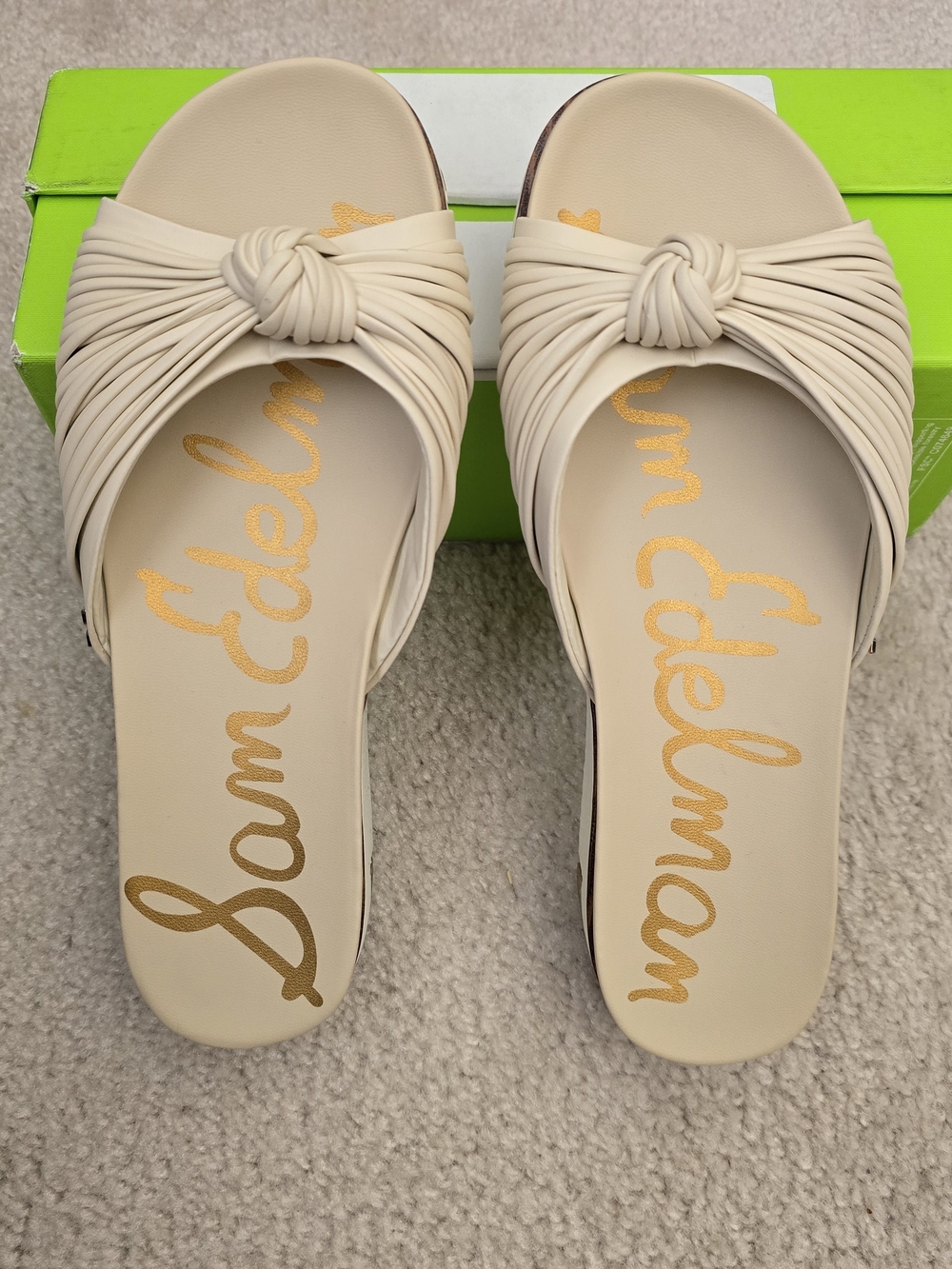 Sam Edelman Cream Knotted Slide Mules
